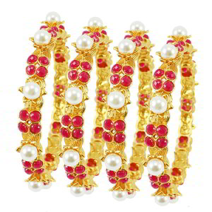 Бордовый и золотой индийский браслет с бисером, перламутровыми бусинками