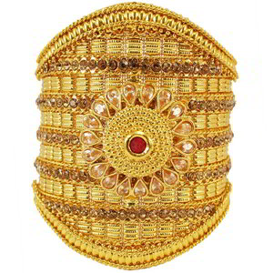 Бордовый и золотой индийский браслет со стразами