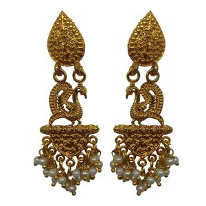 Золотые латунные индийские серьги со стразами