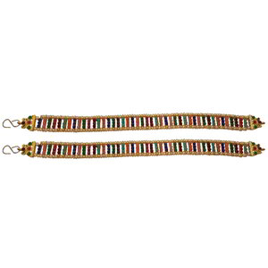 Разноцветный и золотой медный и латунный браслет на ногу с искусственными камнями