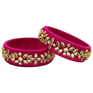 Золотой и розовый индийский браслет с искусственными камнями