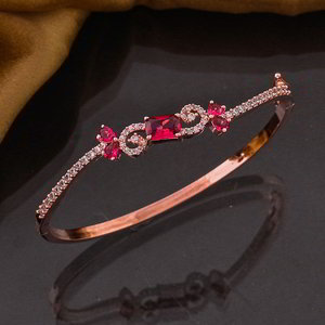 Золотой и розовый латунный индийский браслет со стразами