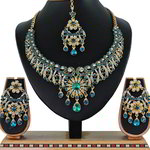 *Цвета меди, золотое и синее медное индийское украшение на шею со стразами