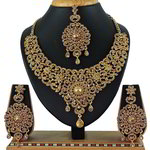 *Золотое индийское украшение на шею из меди со стразами