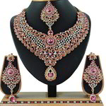 *Цвета меди, золотое и розовое индийское украшение на шею из меди со стразами