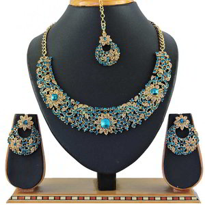Цвета меди, золотое и синее медное индийское украшение на шею со стразами