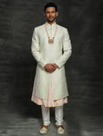*Молочный хлопковый и шёлковый индийский свадебный мужской костюм