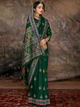 *Зелёное шёлковое вечернее нарядное индийское сари