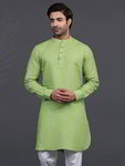 *Зелёный льняной индийский мужской костюм