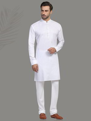 Белый хлопковый индийский национальный мужской костюм
