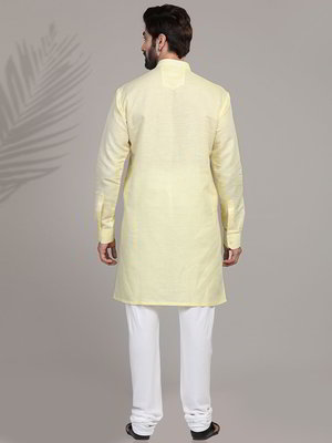 Жёлтый хлопковый индийский национальный мужской костюм
