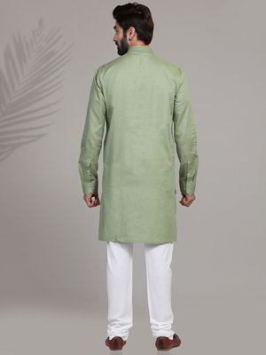 Фисташковый хлопковый индийский национальный мужской костюм