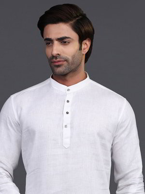 Белый льняной индийский национальный мужской костюм