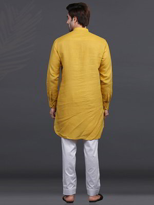 Золотой льняной индийский национальный мужской костюм
