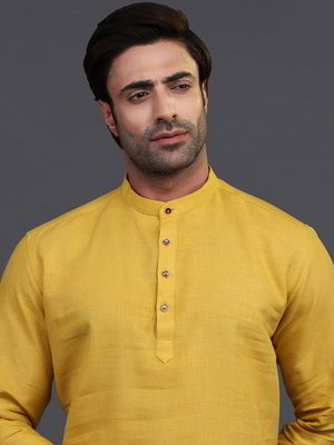 Золотой льняной индийский национальный мужской костюм