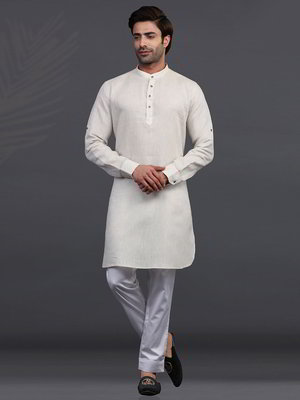 Кремовый льняной индийский национальный мужской костюм