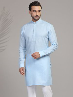 Синий хлопковый индийский мужской костюм