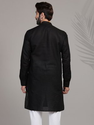 Чёрный индийский мужской костюм из хлопка