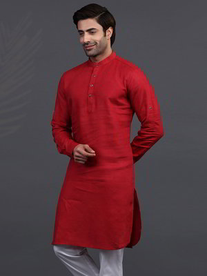 Бордовый льняной индийский мужской костюм