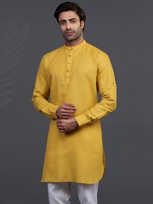 Золотой льняной индийский мужской костюм