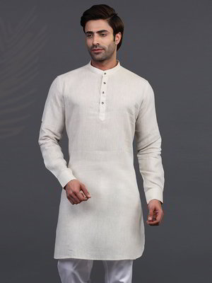 Кремовый льняной индийский мужской костюм