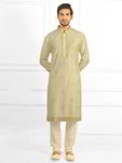 *Фисташковый хлопко-шёлковый индийский национальный мужской костюм