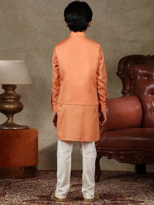 Оранжевый национальный костюм для мальчика из хлопка с шёлком