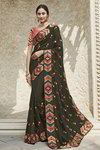 *Цвета мехенди интересное красивое современное индийское сари из креп-жоржета и атласа, украшенное вышивкой