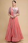 *Розовый индийский женский свадебный костюм лехенга (ленга) чоли из креп-жоржета и шёлка-сырца, украшенный вышивкой с бисером, пайетками