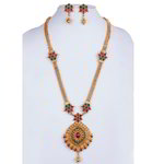 *Золотое и розовое индийское украшение на шею со стразами, искусственными камнями