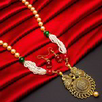 *Золотое индийское украшение на шею с искусственными камнями, перламутровыми бусинками