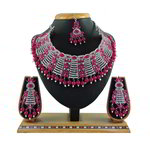 *Золотое и розовое индийское украшение на шею со стразами, перламутровыми бусинками