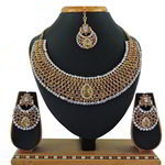 *Бежевое, коричневое и золотое индийское украшение на шею со стразами