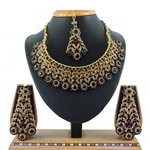 *Чёрное, золотое и серое индийское украшение на шею со стразами