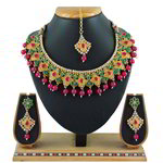 *Разноцветное и золотое индийское украшение на шею со стразами