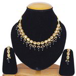 *Чёрное, золотое и серое индийское украшение на шею с искусственными камнями