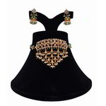 *Молочное и золотое индийское украшение на шею с искусственными камнями, бисером