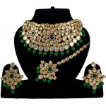 *Зелёное и золотое индийское украшение на шею с искусственными камнями