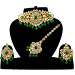 *Зелёное и золотое индийское украшение на шею с искусственными камнями