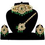 *Зелёное и золотое индийское украшение на шею со стразами