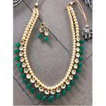 *Зелёное и золотое индийское украшение на шею со стразами