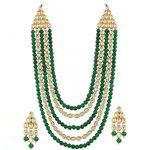 *Зелёное и золотое индийское украшение на шею с искусственными камнями