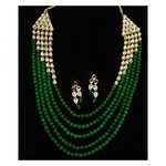 *Зелёное и золотое индийское украшение на шею с искусственными камнями