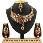 *Бордовое, золотое и красное индийское украшение на шею со стразами