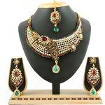 *Разноцветное и золотое индийское украшение на шею со стразами