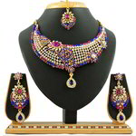 *Разноцветное и золотое индийское украшение на шею со стразами