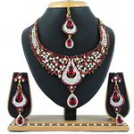 *Бордовое, золотое и красное индийское украшение на шею со стразами