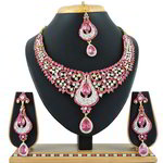 *Золотое и розовое индийское украшение на шею со стразами