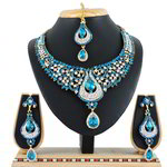 *Золотое и синее индийское украшение на шею со стразами