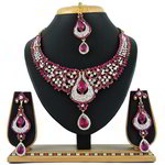 *Золотое и розовое индийское украшение на шею со стразами